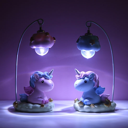 Ins Unicorn Night Light Ornament Resin Crafts Cute Girl Heart Gift Student Gift