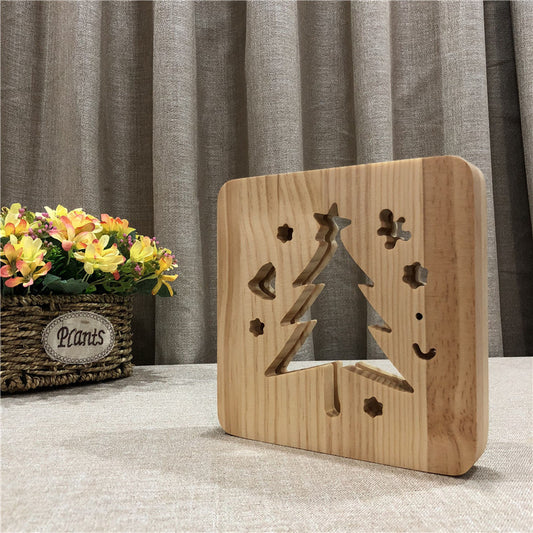 Christmas Tree Led Table Lamp LED Wooden Night Light Solid Wood Table Lamp Night Light