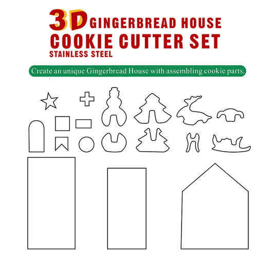 18-piece gingerbread house stainless steel Christmas scene cookie set biscuit mold fondant knife baking tool