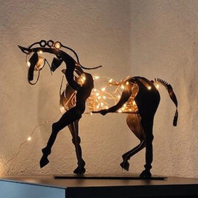 Cross Border Adonis Horse Sculpture Hollow Desktop Decoration Metal Ornament Horse Sculpture Adonis