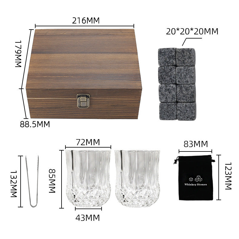 Ice Cube Stone Cool Stone Wooden Box Gift Box Set Wine Set Ice Wine Stone