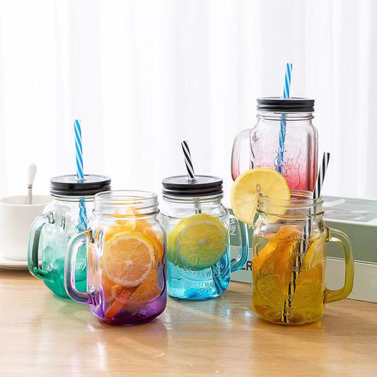 Clear glass mason jar with lid
