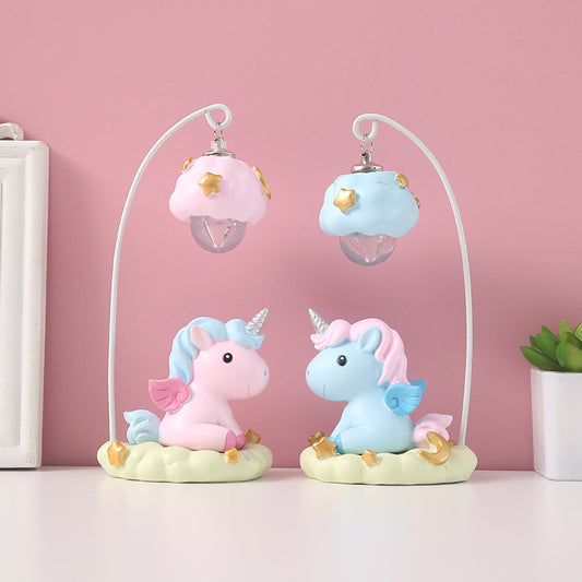 Ins Unicorn Night Light Ornament Resin Crafts Cute Girl Heart Gift Student Gift