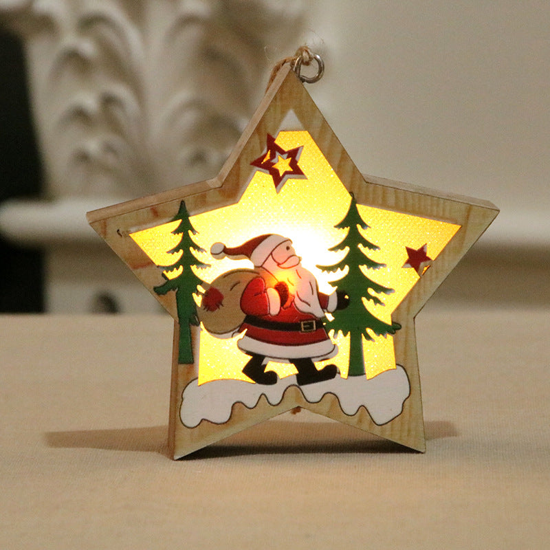 Christmas Ornaments Wooden Luminous Pendant Christmas Tree Decoration Pendant Christmas Small Gift Wooden Pendant