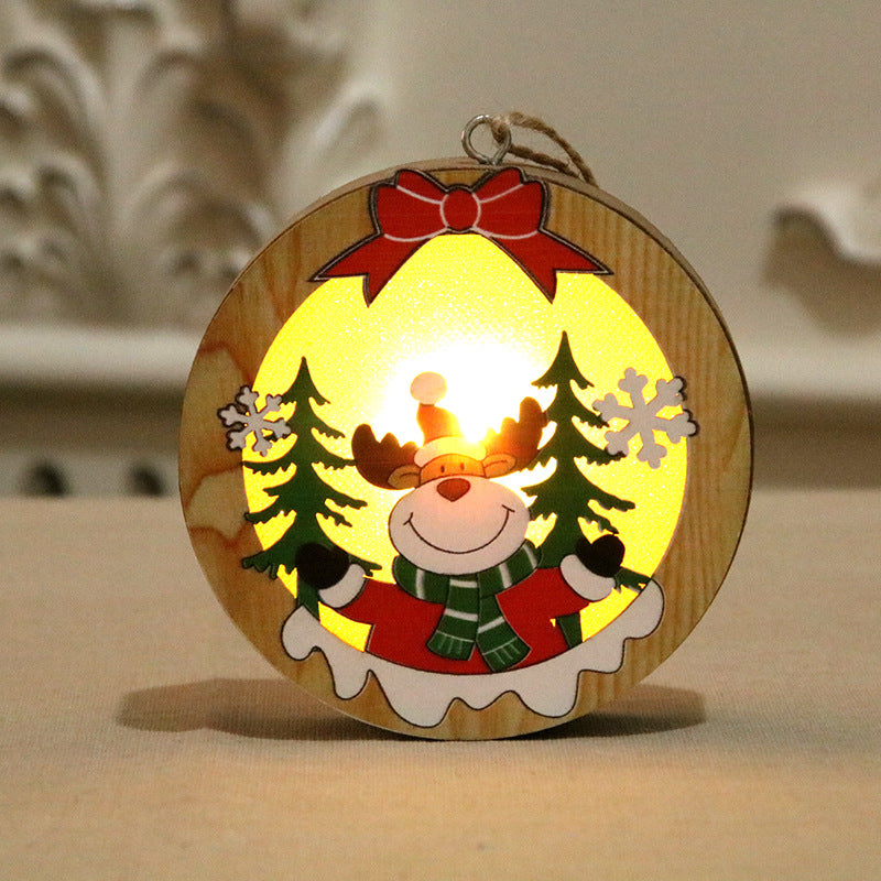 Christmas Ornaments Wooden Luminous Pendant Christmas Tree Decoration Pendant Christmas Small Gift Wooden Pendant