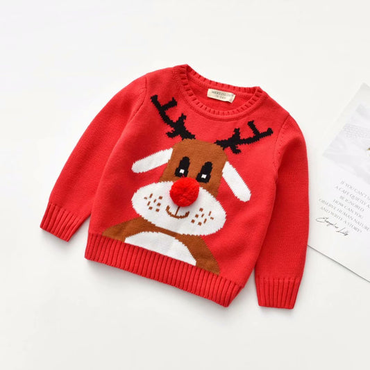 New 2023 Sweater Children's Clothing Wholesale New Year Christmas Costume Knitted Shirt Top Spring Children's Christmas Sweater