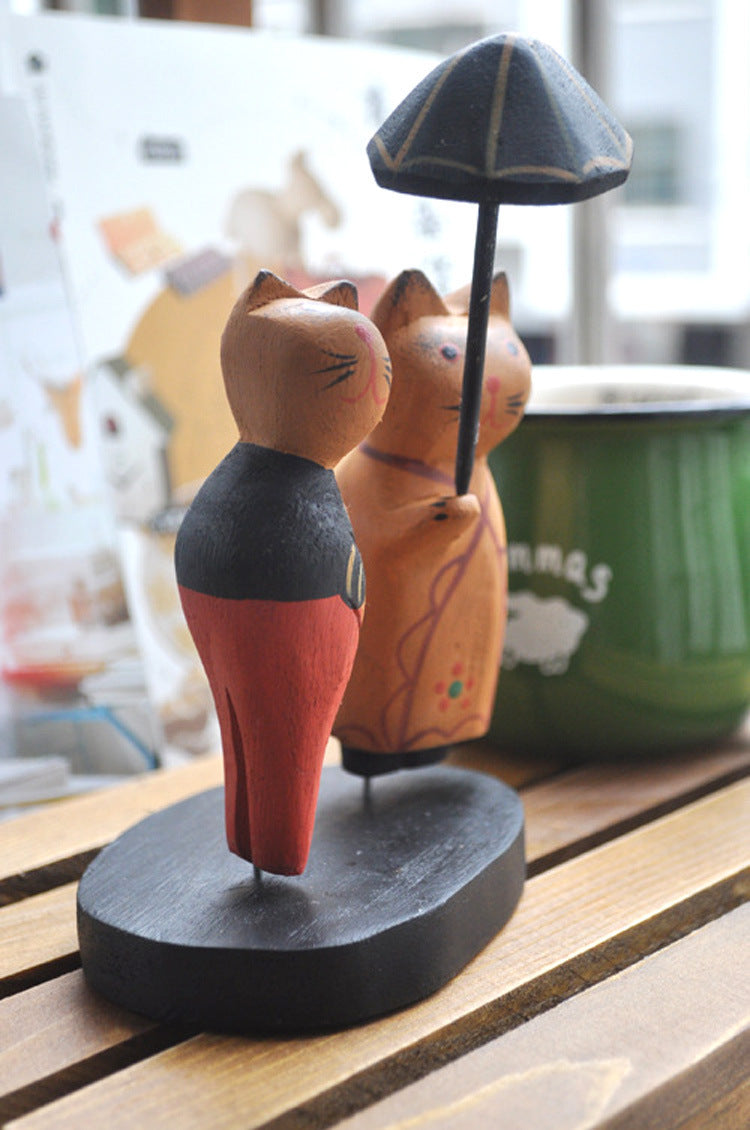 Nordic Log Couple Umbrella Cat Zakka Groceries Couple Cat Wedding Gift Birthday Gift Home Furnishings