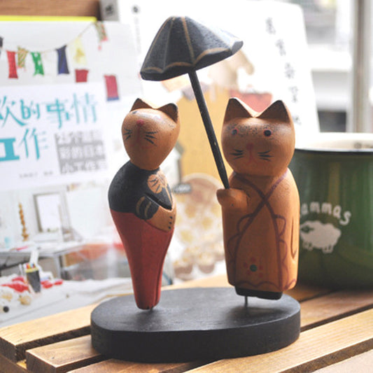 Nordic Log Couple Umbrella Cat Zakka Groceries Couple Cat Wedding Gift Birthday Gift Home Furnishings