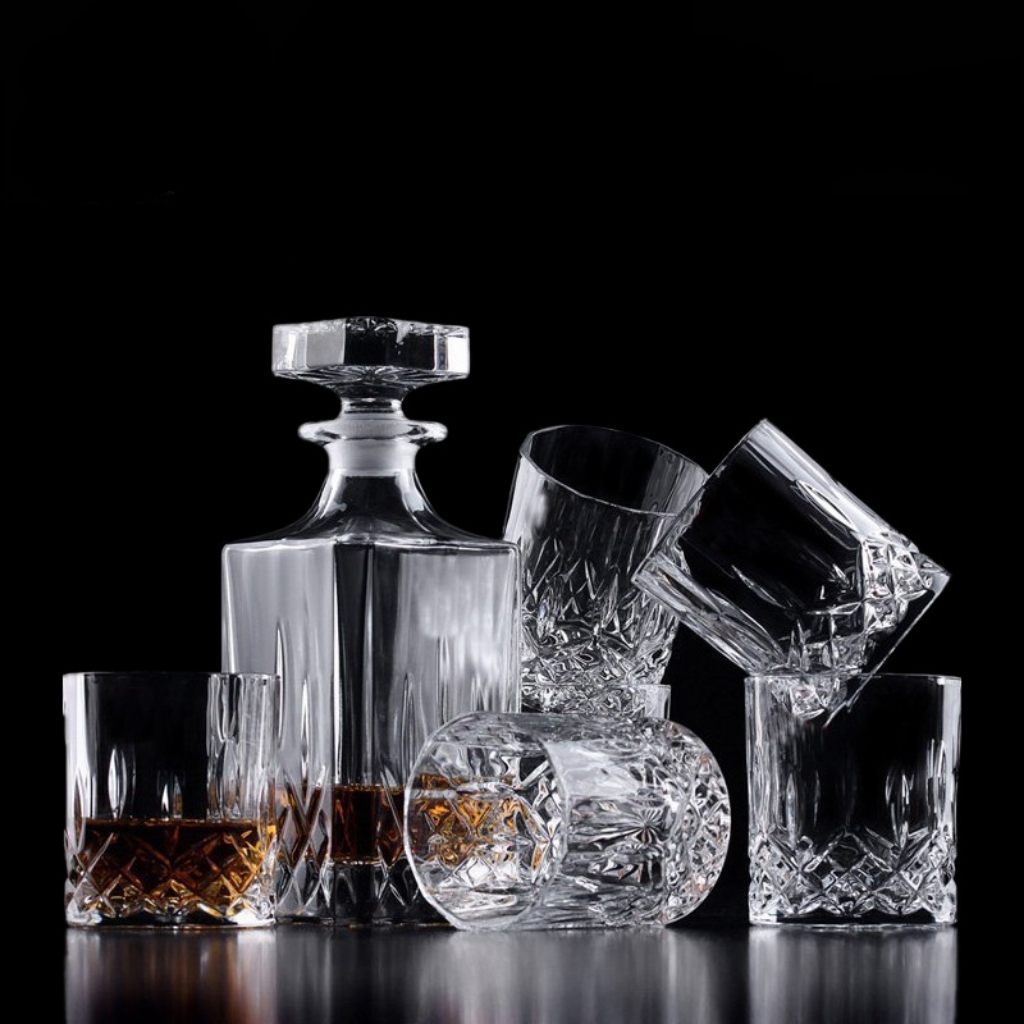 Classic European style large crystal glass whiskey gift box set