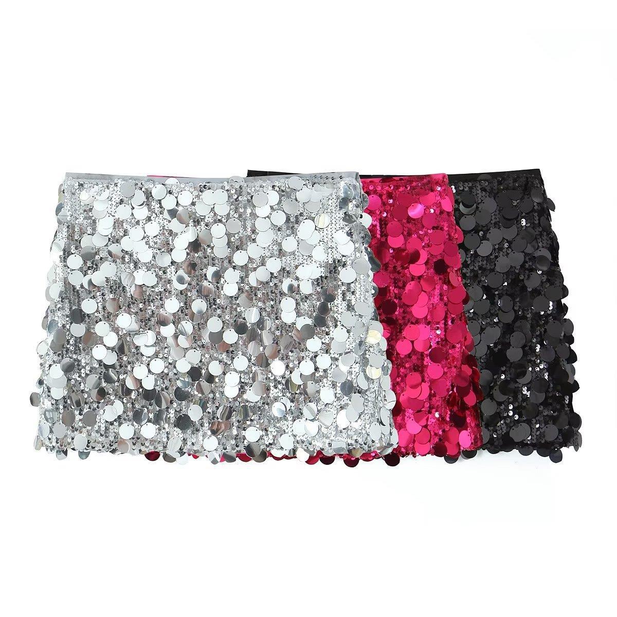 Foreign Trade 2023 New Winter Women's Clothing European And American Style Sequin Hip-covering Skirt Mini Sexy Skirt