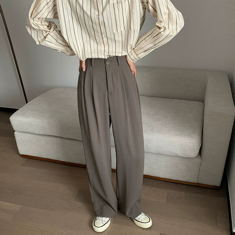 High Waist Suit Pants Women's Spring And Autumn Wide Legs Loose Large Size Drape Sense Floor Mopping Casual Straight Pants High Street Ins Tide