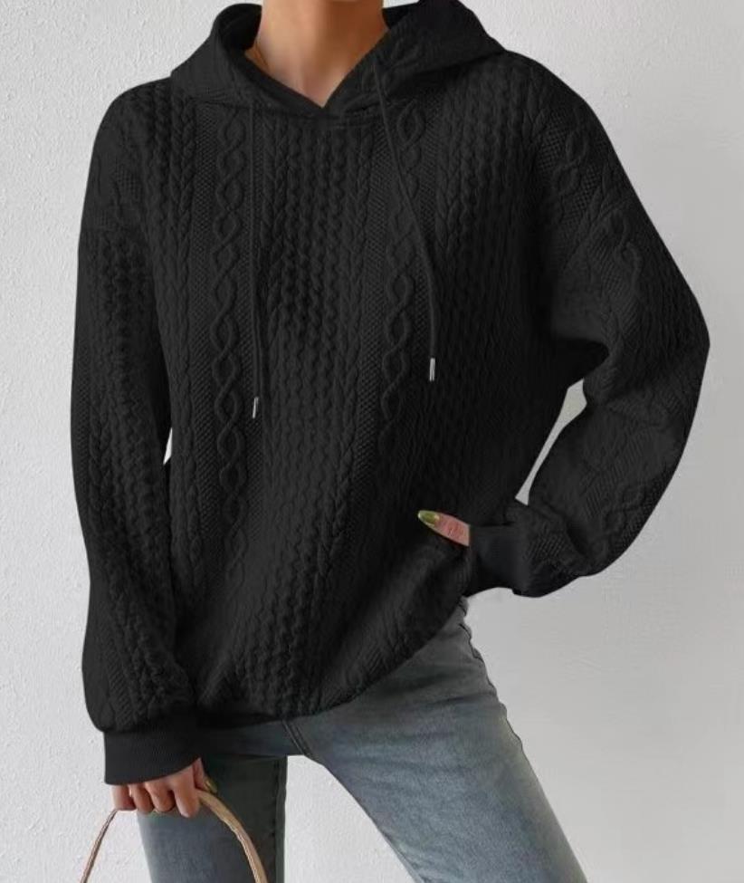 2023 Autumn And Winter New Cross-border Textured Sweatshirt Hoodie Fashionable Sweatshirt Women's Long-sleeved Loose Hooded Sweatshirt Women's Clothing