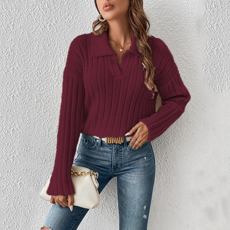 2023 European And American New Amazon Autumn And Winter Foreign Trade Turtleneck Sweater Women's New Casual Lapel Sweater