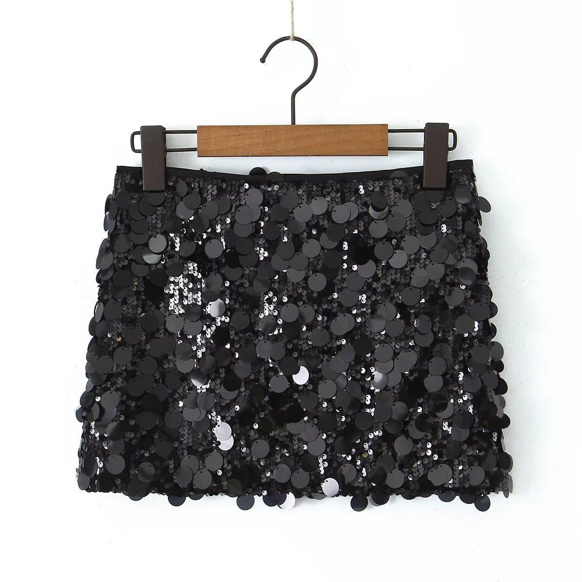 Foreign Trade 2023 New Winter Women's Clothing European And American Style Sequin Hip-covering Skirt Mini Sexy Skirt