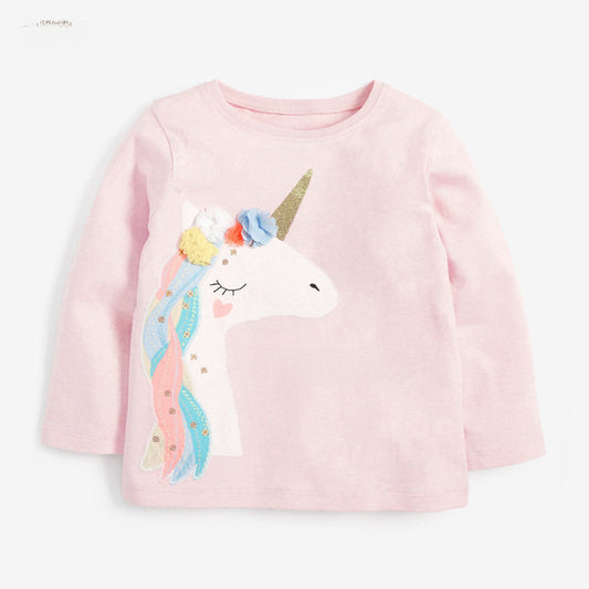 Children's T-shirt Autumn New European And American Children's Clothing Children's T-shirt Unicorn Girls Long Sleeve T-shirt