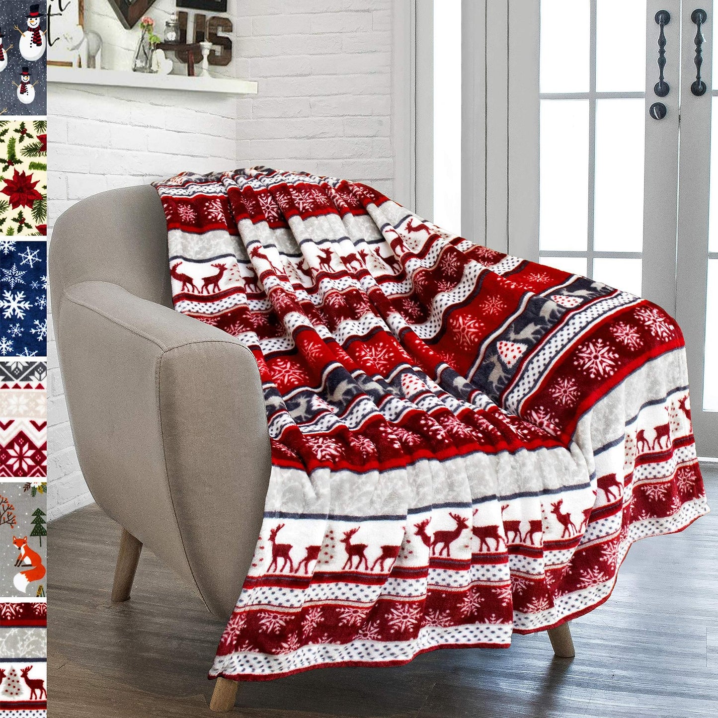 Christmas Holiday Reindeer Snowflannel Blanket Warm Sofa Decorative Blanket Nap Air-conditioning Blanket Dormitory Blanket
