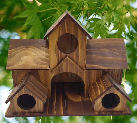 2024 New Cross-border Wooden Bird Nest Creative Pastoral Outdoor Parrot Bird Nest Villa Bird Feeder Ornaments Wholesale
