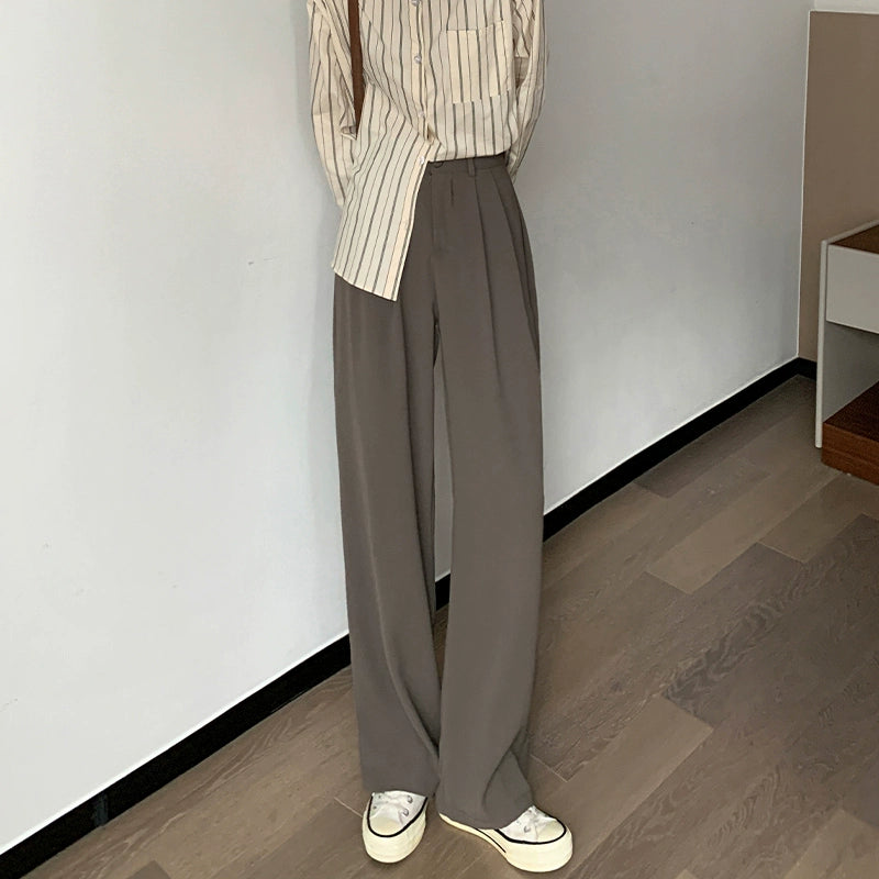 High Waist Suit Pants Women's Spring And Autumn Wide Legs Loose Large Size Drape Sense Floor Mopping Casual Straight Pants High Street Ins Tide