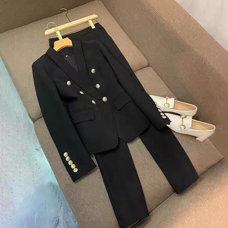 Plus Size Women's French Suit Women's Autumn 2022 New Style Thin Suit Jacket Casual Pants Two-piece Set