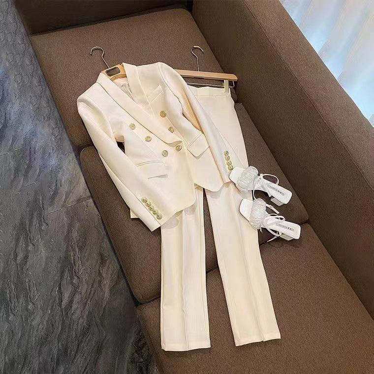 Plus Size Women's French Suit Women's Autumn 2022 New Style Thin Suit Jacket Casual Pants Two-piece Set