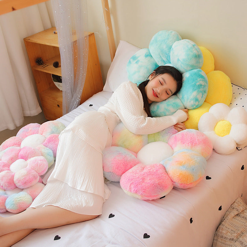 Flower floor pillow flower plush seat cushion cute tie-dye seat pillow cushion home sofa decoration