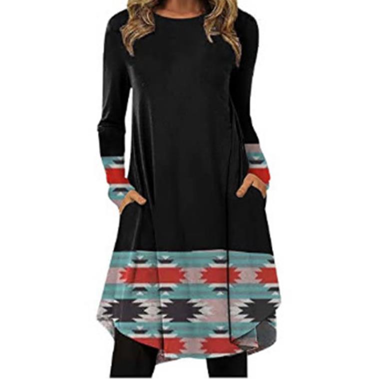 Women's Urban Casual National Retro Style Autumn And Winter Long-sleeved Women's Dress