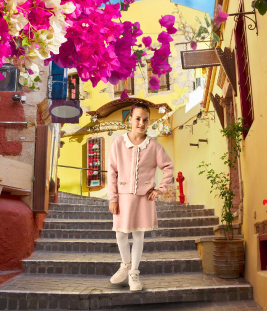 Girl's Knitted Skirt Suit - Children's Clothing