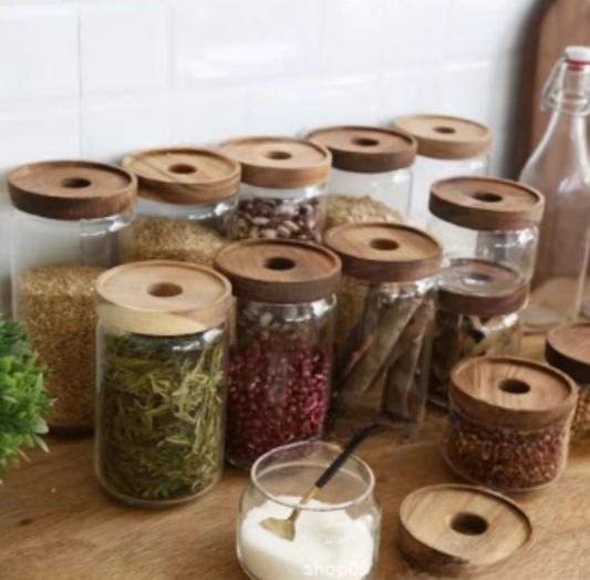 Acacia Wood Tea Storage Jar - Home & Garden