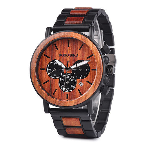 Wooden Men Watches Relogio Masculino Top Brand Luxury Stylish Chronograph Military Watch A Great Gift