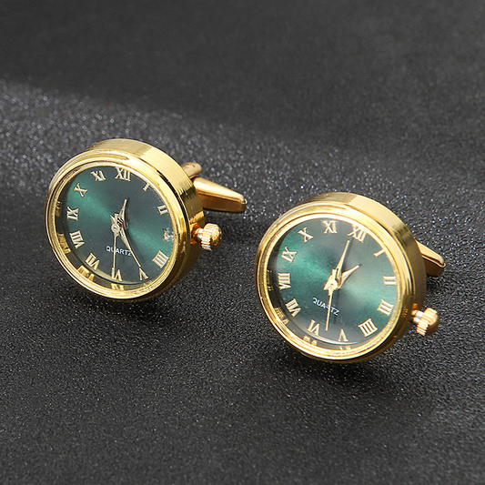 Men's Light Luxury Clock Sleeve Nail Classic French Fashion Rotatable Clock Golden Cufflinks Necessary For Holiday Gifts