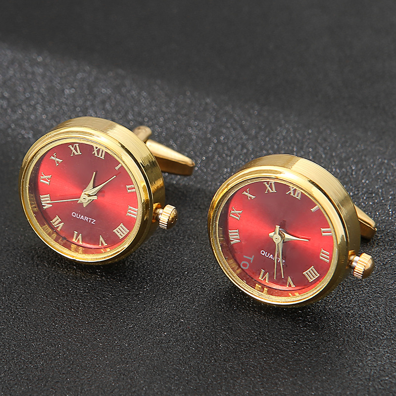 Men's Light Luxury Clock Sleeve Nail Classic French Fashion Rotatable Clock Golden Cufflinks Necessary For Holiday Gifts